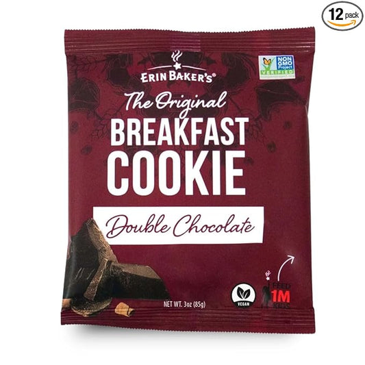 Erin Baker's Breakfast Cookies, Double Chocolate, Whole Grain, Non-GMO, 3 Ounce (Pack of 12)