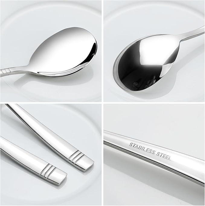 Obstnny 6 Pieces Stainless Steel Buffet Serving Spoons, Serving Spoons for Restaurant, Banquet, Party
