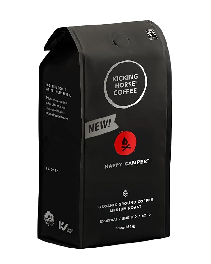 Kicking Horse Happy Camper Ground Coffee, 10 Ounce - Certified Organic, Fairtrade, Kosher Coffee