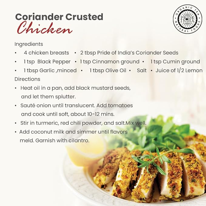Pride of India – Coriander Seed Whole – Fresh & Gourmet Indian Whole Spice – Good for Curries/Meat/Chicken – Easy to Use – 1.4 oz. Small Dual Sifter Bottle