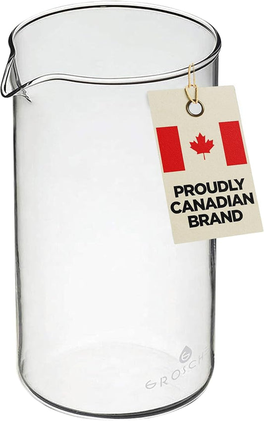GROSCHE Borosilicate 3.3 Glass Universal Replacement Beaker for French Press Coffee and Tea Makers - Enhanced Coffee and Tea Brewing Experience (34.oz - Medium)