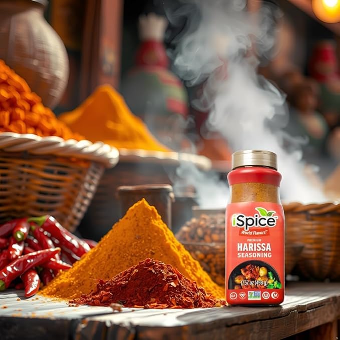 iSpice Blend | Harissa Seasoning | 17.57 oz | Mixed Spice & Seasoning | Bulk Size | Halal | Kosher (Harissa)