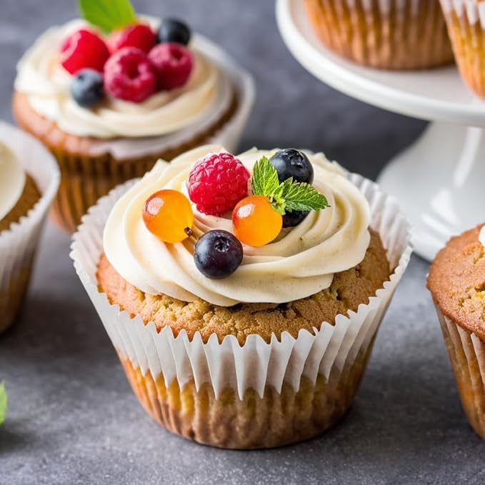 200pcs White Standard Cupcake Liners for Baking Cup, No Smell, Grease-proof Muffin Liners, Standard Size Cupcake Cups for Party, Wedding, Birthday