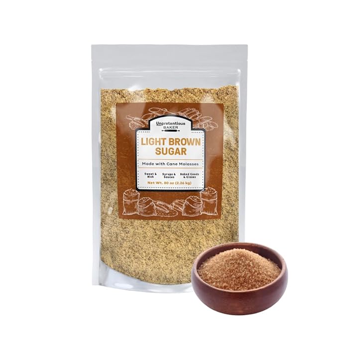 Unpretentious Light Brown Sugar, 5 lb, Made With Cane Molasses, Perfect For Desserts, Meat & Fruit (Bag)