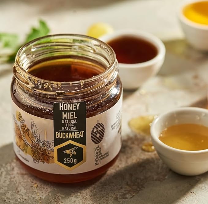 HONIGMA® Raw Buckwheat Honey | Exquisite Taste | 100% Pure | Unpasteurized | Unfiltered | Partially crystallized | 250g/8.8oz