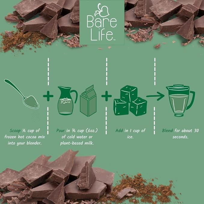 Bare Life: Dairy Free Frozen Hot Cocoa | Blended Premium Frappe Iced Hot Chocolate Smoothie | Vegan, Organic, Gluten Free, Paleo, Lactose Free, Soy Free | 10.16 oz