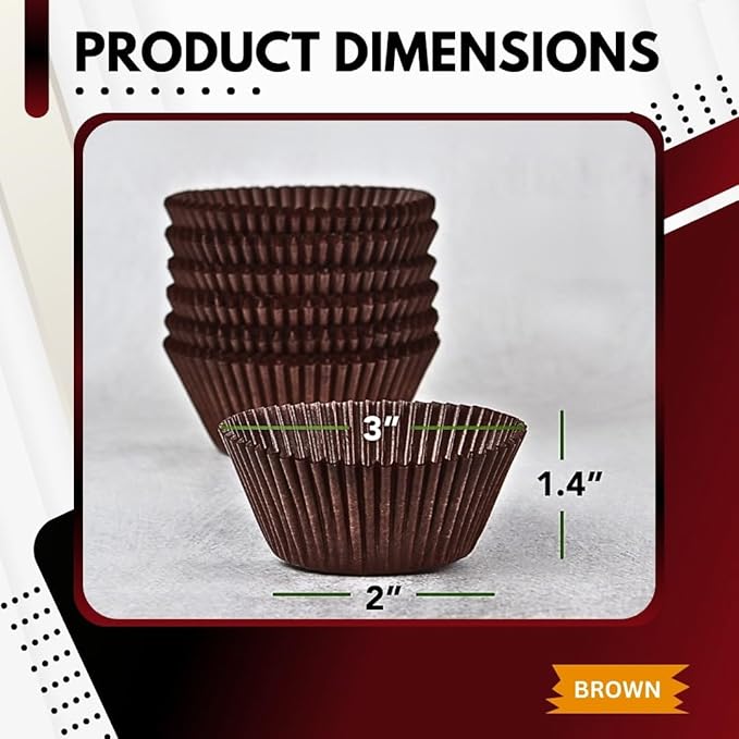 Green Direct Standard Size Brown Cupcake Liners ??Pack of 500 Paper Baking Cups for Muffin Pans, Carriers & Stands ??Bulk Non-Stick Cupcake Wrappers for Baking