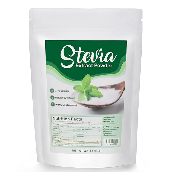 CCnutri Stevia Pure Stevia Powder 3.5oz(99g), Sweetener Premium Sugar Substitute-No Fillers, No Bitterness, Zero Calorie, Highly Concentrated