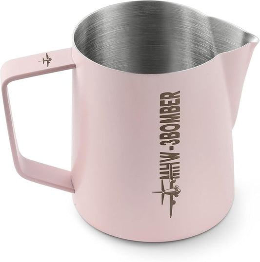 MHW-3BOMBER Milk Frothing Pitcher 600ml/20oz Espresso Steaming Pitcher Stainless Steel Frothing Cup Capuccino Latte Art Pitcher, Pink P5018-OS