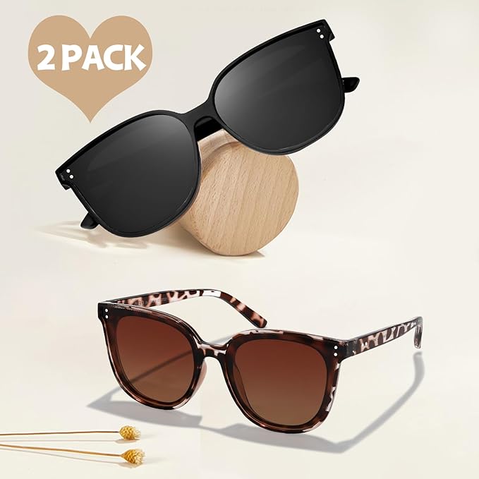 LVIOE Oversized Polarized Sunglasses for Women Trendy Large Cat Eye UV Protection Shade LS1627s