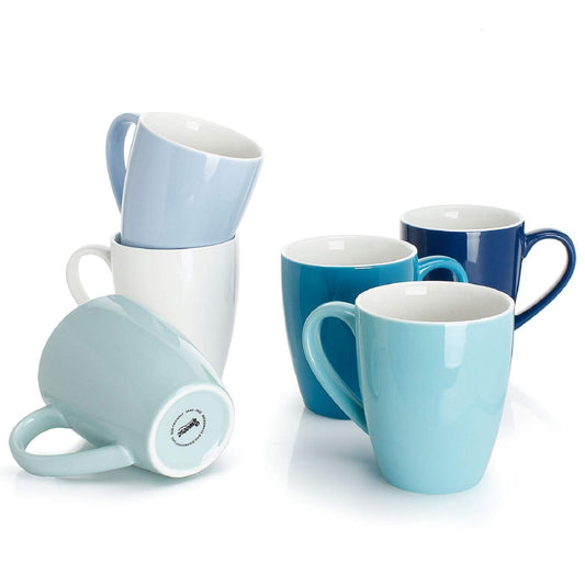 Sweese Porcelain Coffee Mugs - 16 Ounce - Set of 6, Cups for Latte, Hot Tea, Cappuccino, Mocha