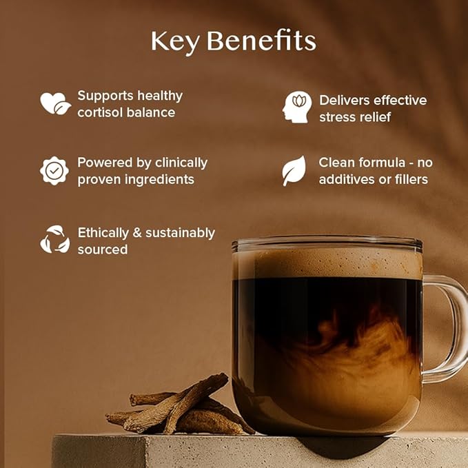 VAHDAM Ashwagandha Coffee with Turmeric, Lion?™s Mane & Chaga Mushroom | Clinically Proven KSM 66 Ashwagandha & Pure Arabica Coffee | Stress & Cortisol Support, Better Energy - 40 servings