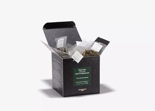 Dammann Freres Sachets, Nuit ? Versailles Tea Bags, Premium Gourmet French Green Tea, Blend Bergamot, Kiwi, Peach Flavors, 25 count (Single Pack)