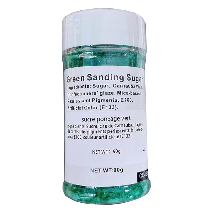 Sentovac Green Sanding Sugar for Baking Edible Sparkling Sugar Sprinkles Coarse Sugar Crystals for Baking Topping Cake Cookie Cupcake Topper Ice Cream Decoration Supplies 3.2 OZ
