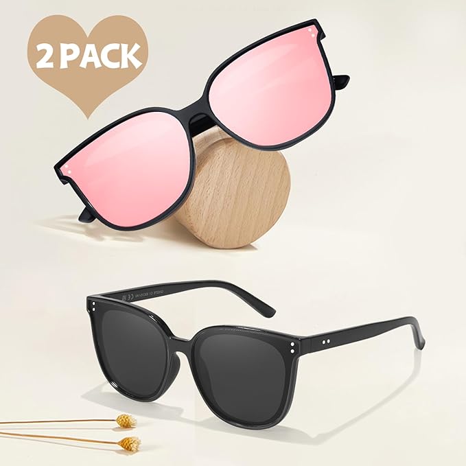 LVIOE Oversized Polarized Sunglasses for Women Trendy Large Cat Eye UV Protection Shade LS1627s