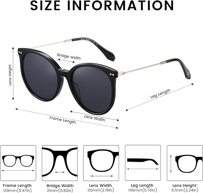 DUCO Oversized Polarized Sunglasses Womens Trendy Mirrored Shades Retro Round Vintage Light Weight UV400 Sun Glasses W016