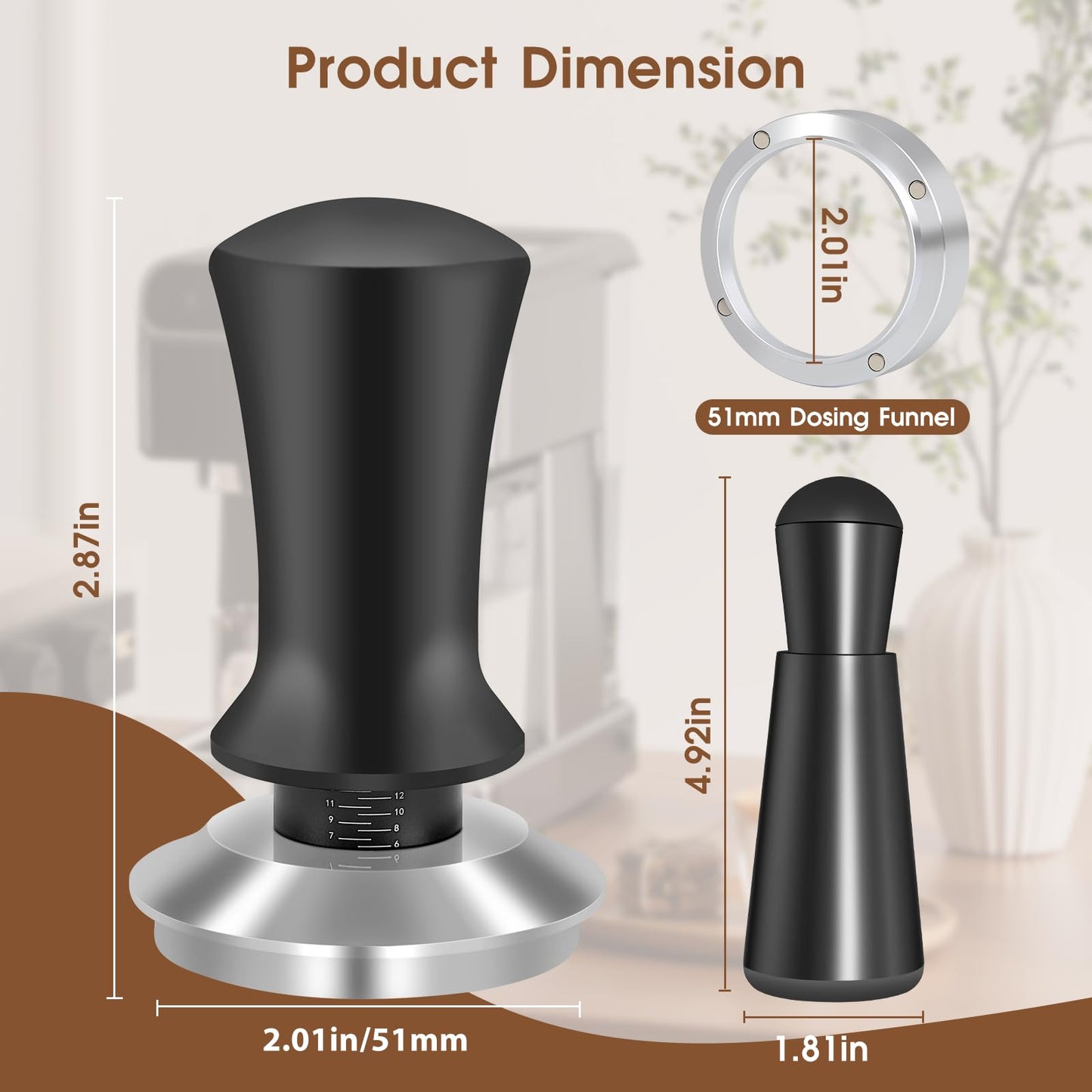 Reoszeank 51mm Espresso Accessories Kit, Tamper, WDT, Dosing Funnel
