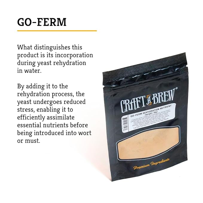 Craft A Brew - Go-Ferm - Natural Yeast Rehydration Nutrient - Enhances Fermentation Kinetics - Yeast for Alcohol Fermentation - 10g