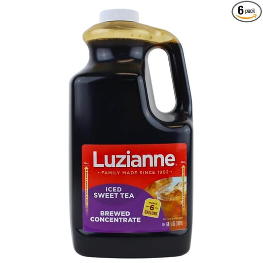Luzianne Iced Tea Concentrate, Sweetened, Just Add Water, 64 Fl Oz Bottle (Pack of 6)