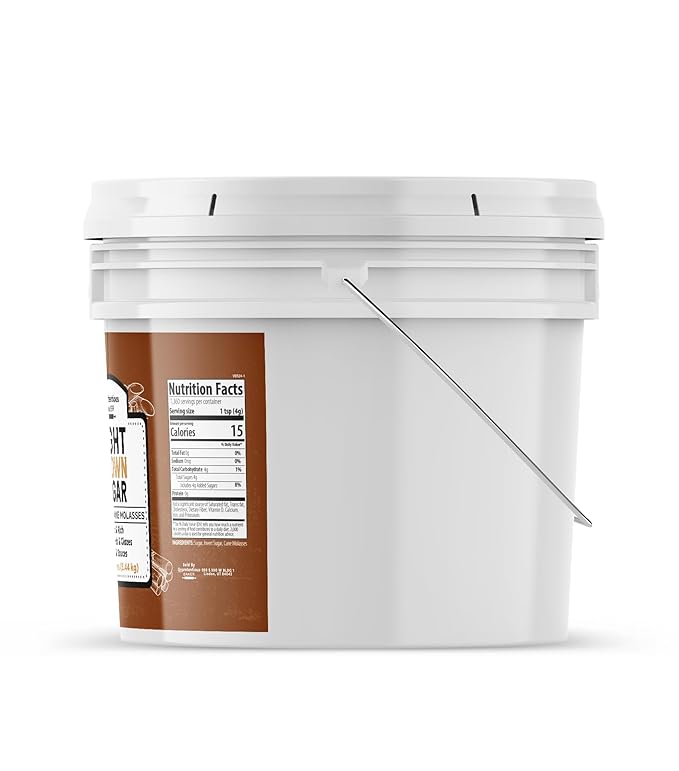 Unpretentious Light Brown Sugar, 2 Gallon Bucket, Made With Cane Molasses, Perfect For Desserts, Meat & Fruit