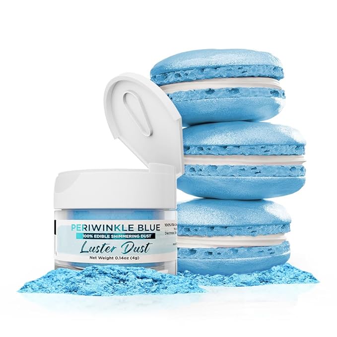 Luster Dust - Periwinkle Blue (4g 1x Jar) | Edible Vegan Dust & Paint for Cake Decorating, Ice Cream, Desserts, Cocktails and Beverages by Bakell