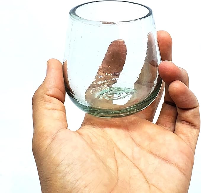 Clear 6 oz Roly Poly Glasses (set of 6), Recycled Glass, Lead-free, Toxin-Free (6 oz Roly Poly)