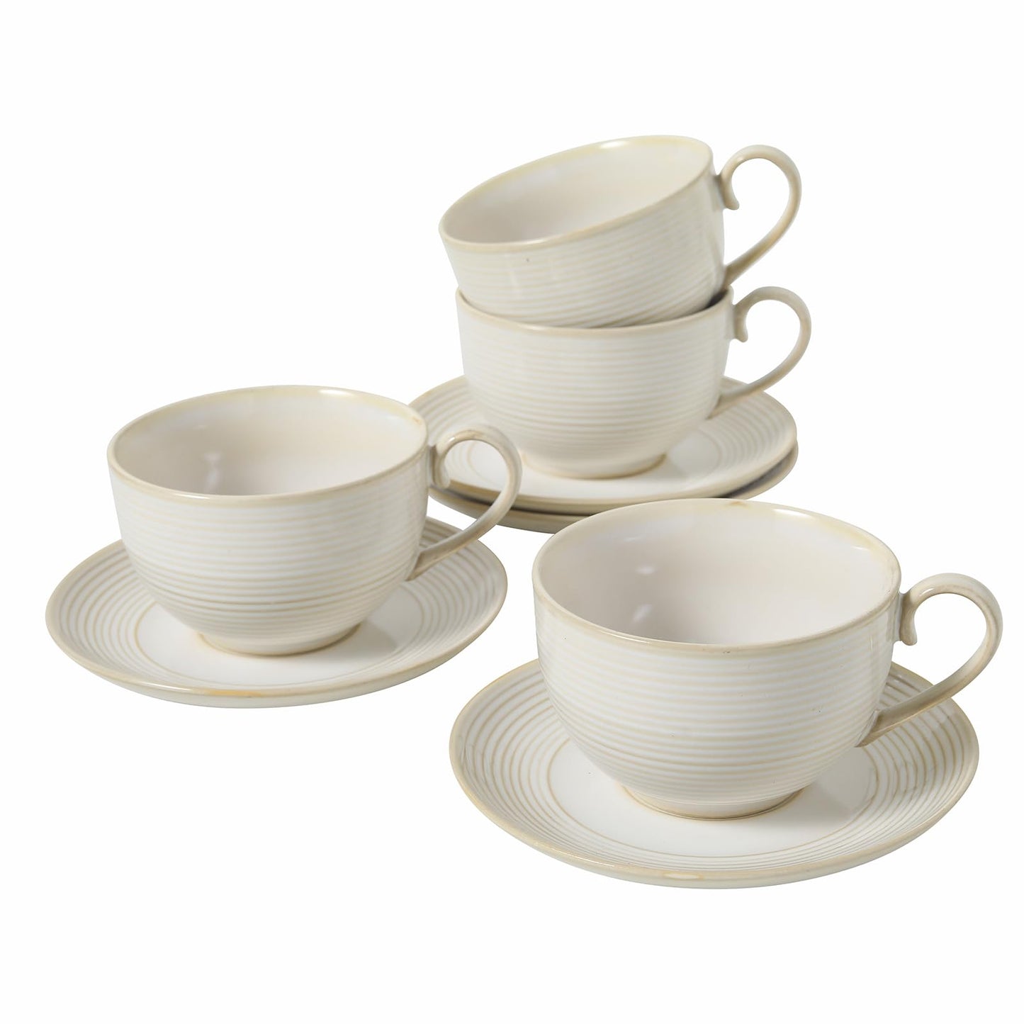 Feenmai 12Oz Coffee Cups with Saucers, Ceramic Espresso Cup Set of 4, Cappuccino Cups Set, Tea Mugs