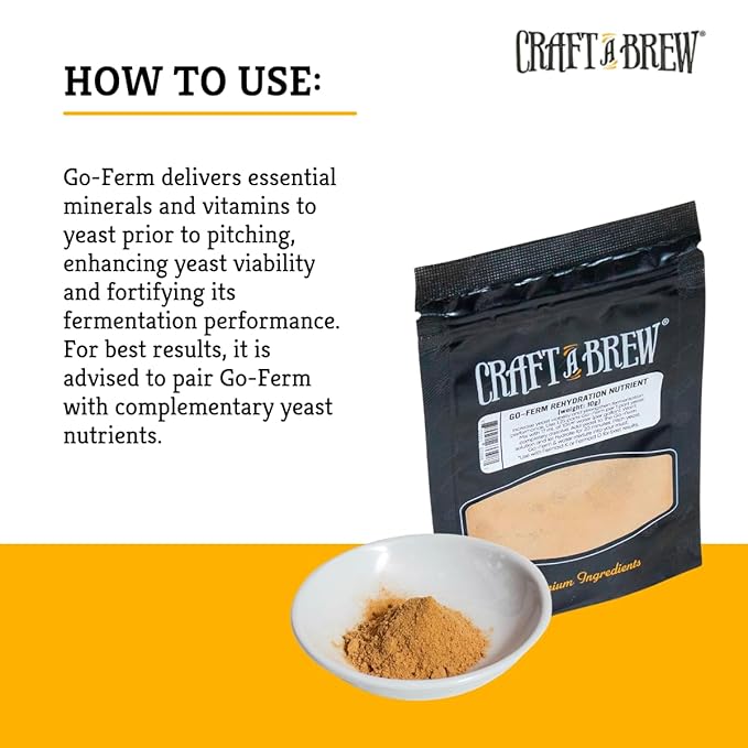 Craft A Brew - Go-Ferm - Natural Yeast Rehydration Nutrient - Enhances Fermentation Kinetics - Yeast for Alcohol Fermentation - 10g