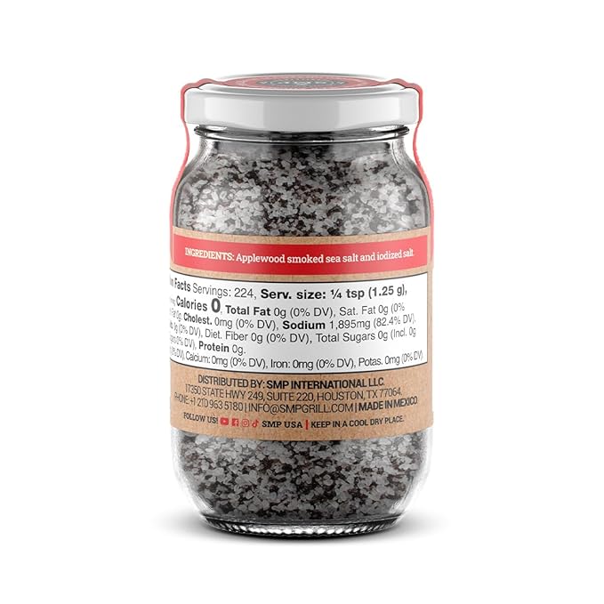 SMP Applewood Smoked Sea Salt 100% Natural Gourmet Finishing Salt, Cold Smoked for 10 Days, Rich &