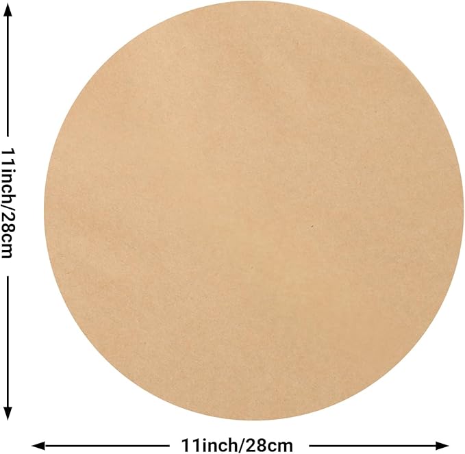 Beasea Air Fryer Parchment Paper - 11 Inch, 200pcs Round Unbleached Non-perforated Parchment Bamboo Steamer Papers