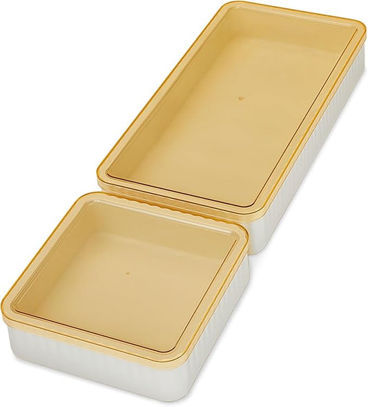 Nonstick Bakeware Set with 2 Silicone Trays and 2 Lids, Silicone Baking Sheet Pan, Baking Pan Dividers, Safe to use and Easy to Clean, Oven safe up to 450 °F