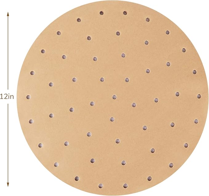 Beasea Air Fryer Round Liners - 12 Inch, 200pcs Unbleached Parchment Paper for Air Fryer and Steaming Basket