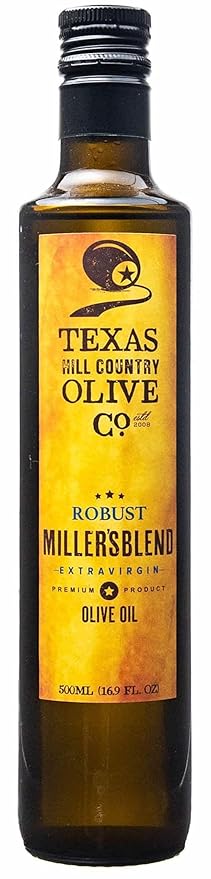 Texas Hill Country Olive Co Miller's Blend Extra Virgin Olive Oil - Cold Pressed EVOO Gourmet Olive Oil - Rich & Robust - Perfect for Dressing & Dipping - Award Winning & Made in Texas (16.9 oz)