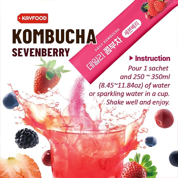 KAYFOOD-Kombucha-Sevenberry-Garden-Daily Zero Sugar, Diet, Gut Healthy Sparkling Beverage, Fermented Korean Drinks for Iced Tea Hot Tea, Workout T (10)