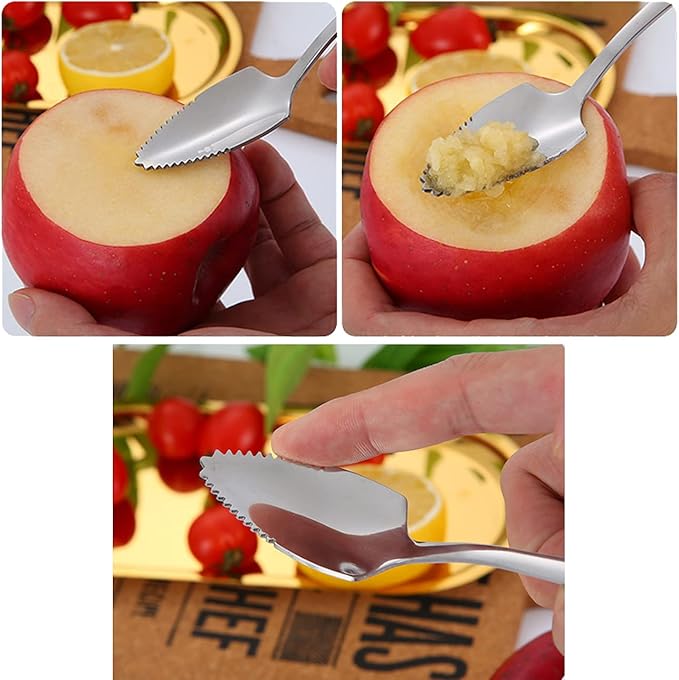 6-Piece set, stainless steel serrated grapefruit spoon, suitable for citrus fruits, kiwi, dragon fruit and other fruitsï¼? inches
