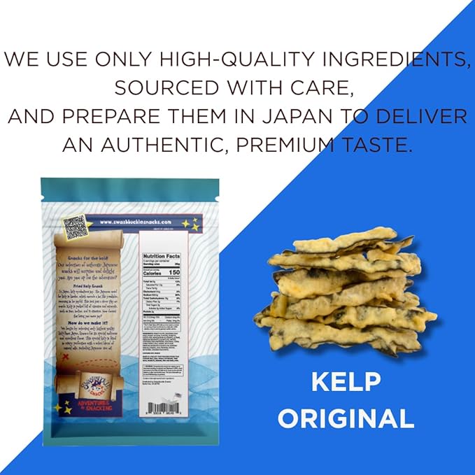 Japanese Tempura Kelp Snack Chips ??Original Flavor, 5.29oz, Authentic Japanese Snack by Swashbuckle Snacks, Made in Japan