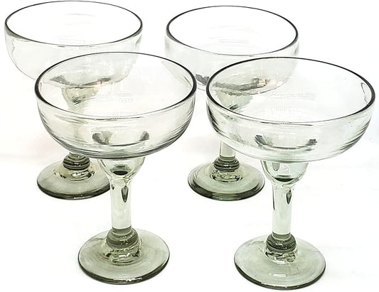 Clear Large 14 oz Margarita Glasses (set of 4), Recycled Glass, Lead-free, Toxin-Free