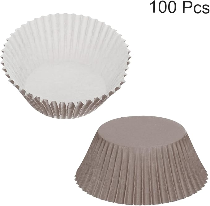 uxcell 100 Pcs Cupcake Liners, Muffins Paper Baking Cups Wrappers Standard Greaseproof for Baking Cupcake Wrapper, Brown