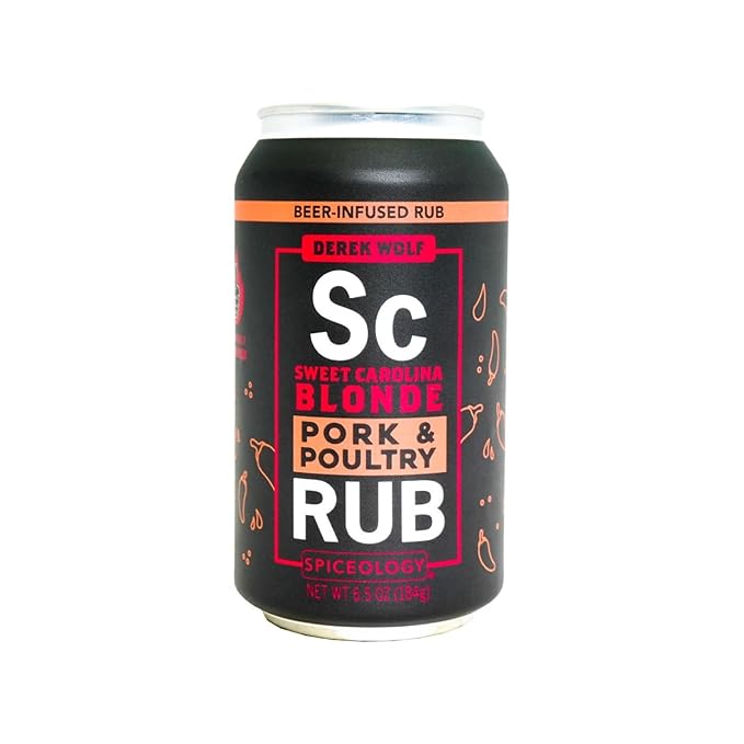 Spiceology & Derek Wolf - Sweet Carolina Blonde - Beer-Infused Barbecue Rubs, Spices and Seasonings - Use On: Pork, Chicken, Seafood, Pasta, Rice, Marinades, or Dressings - 6.5 oz Can with Resealable Lid