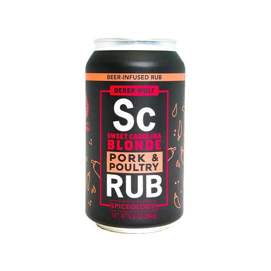 Spiceology & Derek Wolf - Sweet Carolina Blonde - Beer-Infused Barbecue Rubs, Spices and Seasonings - Use On: Pork, Chicken, Seafood, Pasta, Rice, Marinades, or Dressings - 6.5 oz Can with Resealable Lid