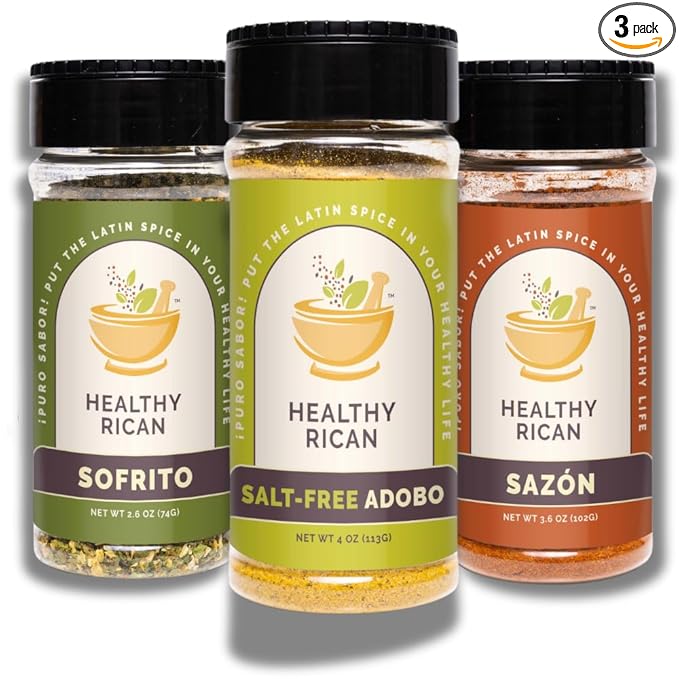Healthy Rican Salt-Free Adobo, Sazon, Sofrito Seasoning Mix Bundle Non-GMO, No MSG, No Preservatives, Gluten-Free, Keto, Whole30, Diabetic Friendly (SF Variety Bundle)