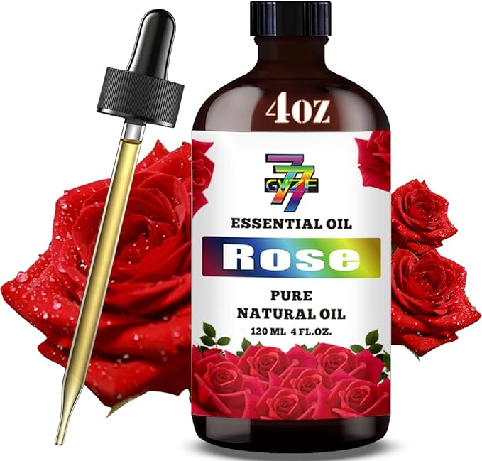 Rose Essential Oil (4 oz/120 ml) ??Rose Oils for Aromatherapy, diffusers, humidifiers, Home fragrances, DIY Skincare, soap Making, DIY Candle, Relaxation, Yoga, and Meditation