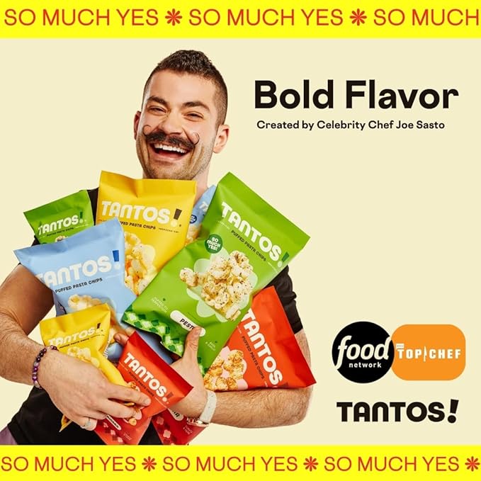 Tantos! Puffed Pasta Chips ??Healthy Pasta Snack by Top Chef Joe Sasto ??Plant-Based, Low Calorie, Crunchy Chips ??Variety Pack ??Marinara, Pesto, Cacio e Pepe, Classico ??Gourmet Bold Flavors (1 oz 8 Pack, Cacio e Pepe)