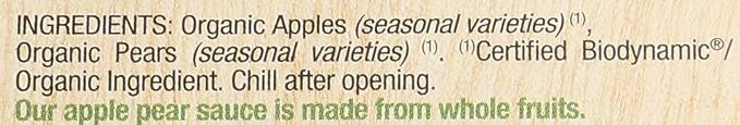 Natural Nectar Apple sauce Pear Biodynamic, 22 Oz (Pack of 1)