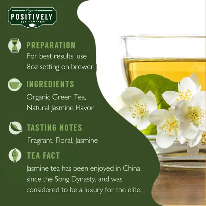 Organic Positively Tea Company, Jasmine Green Tea, K-Cup Compatible, 24 Pods