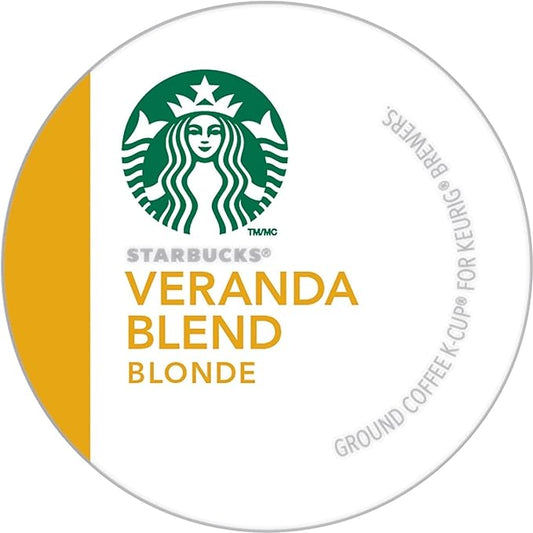 Starbucks K-Cup Coffee Pods, Starbucks Blonde Roast Coffee, Veranda Blend For Keurig Brewers, 100% Arabica, 1 Box (24 Pods)