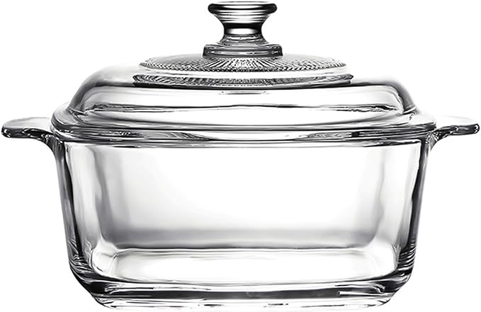 1L Glass Casserole Dish with Lid - Small Square Casserole Dish - 5.9 inch Microwave Bowl Cookware (33 oz)