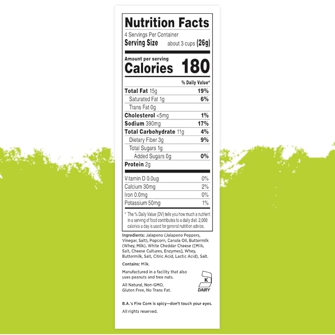 Fire Corn Popcorn Pack of 6 Real Jalapeno Popcorn with White Cheddar Flavor Gluten Free, Spicy, Non-GMO, Healthy Snack Founded & Owned by Combat Veteran, 4.5 oz Sharing Bags