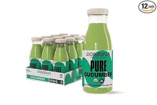 Pomona Organic Juices Pure Cucumber Juice, 8.4 Ounce Bottle (Pack of 12), Cold Pressed Organic
