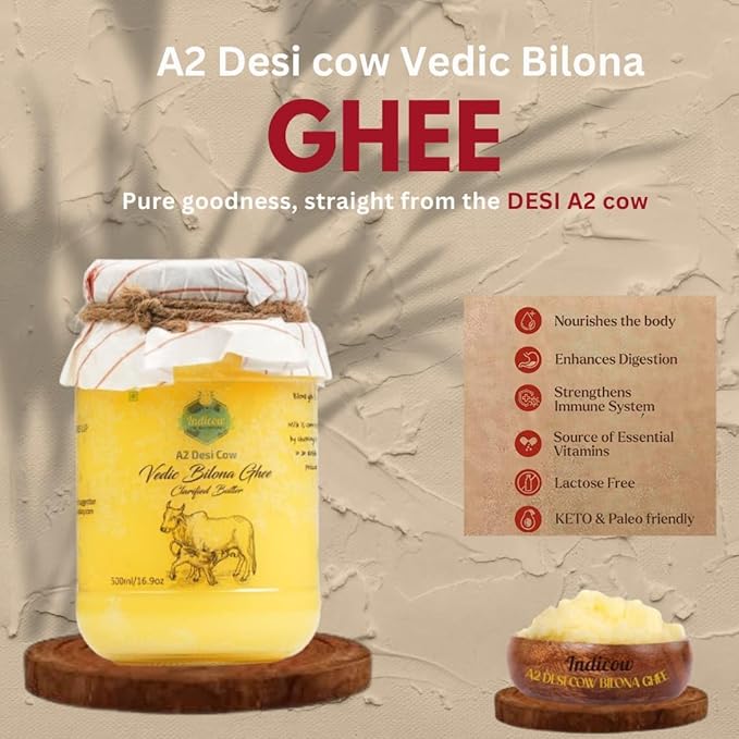 Indicow Farms A2 Cow Ghee (A2 Cow (Sahiwal), 500ml)